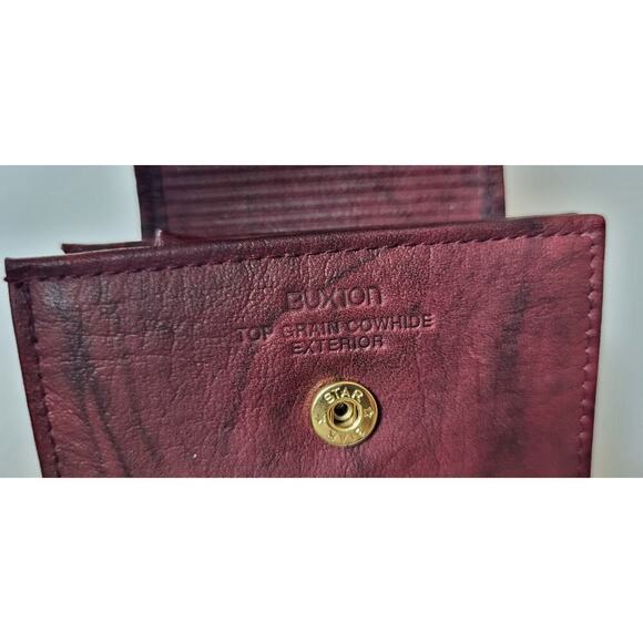 Buxton Burgundy Red Leather Bifold Wallet - Picture 4 of 4